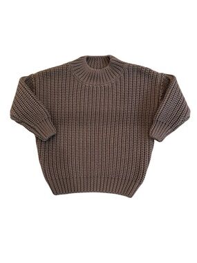 Fostered Collection Chunky Knit Crewneck Sweater - Brown